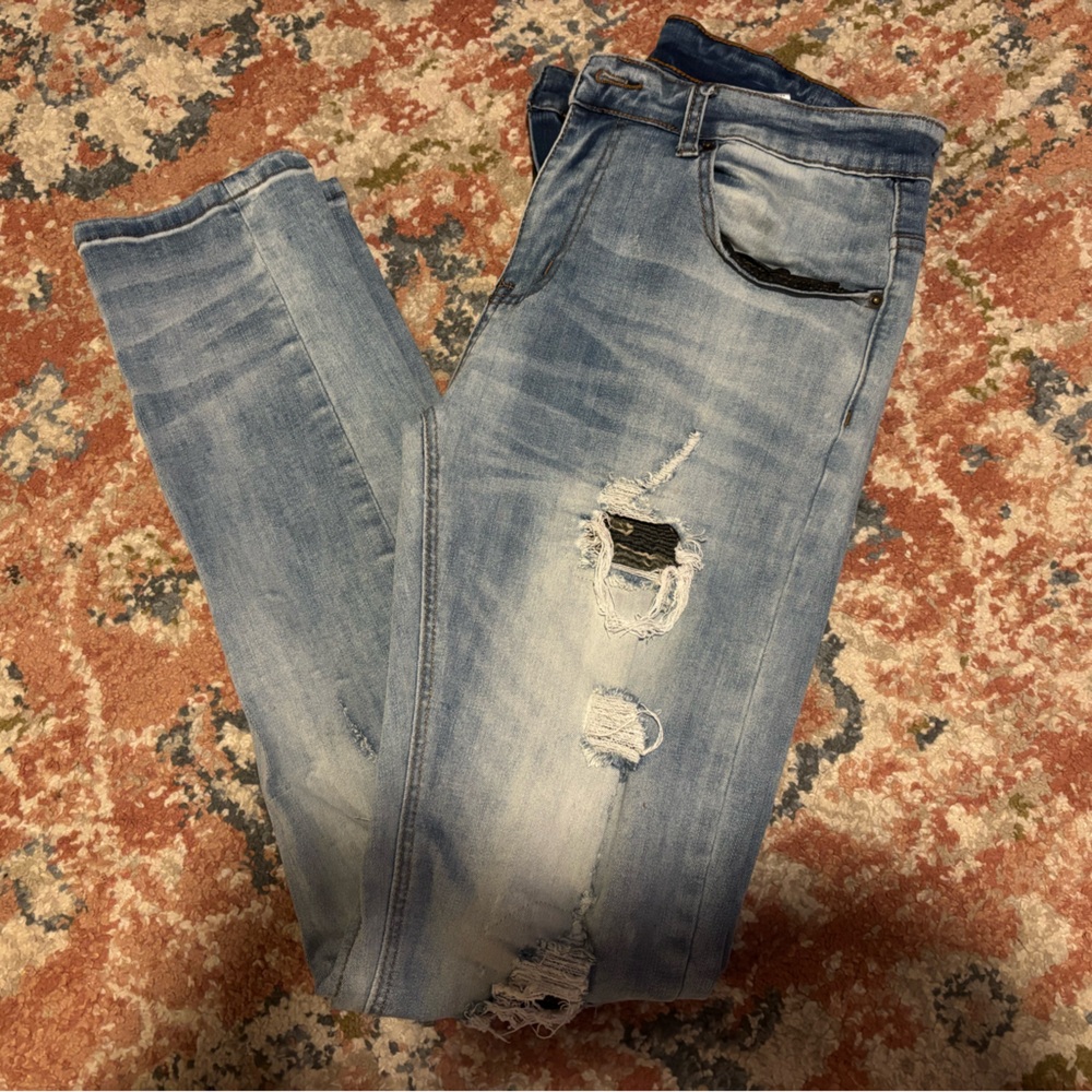 Young & Reckless Light Blue Distressed Skinny Jeans